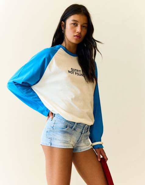 Bershka - Mini-short en jean - Bleu clair - view 1