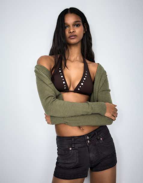 Bershka - Mini-short en jean - Noir - view 1