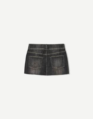 Bershka - Mini-Skort aus Denim in Schwarz