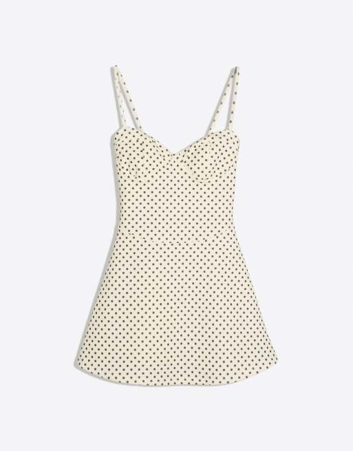 Bershka Mini strappy corset dress in ecru, 5 of 5