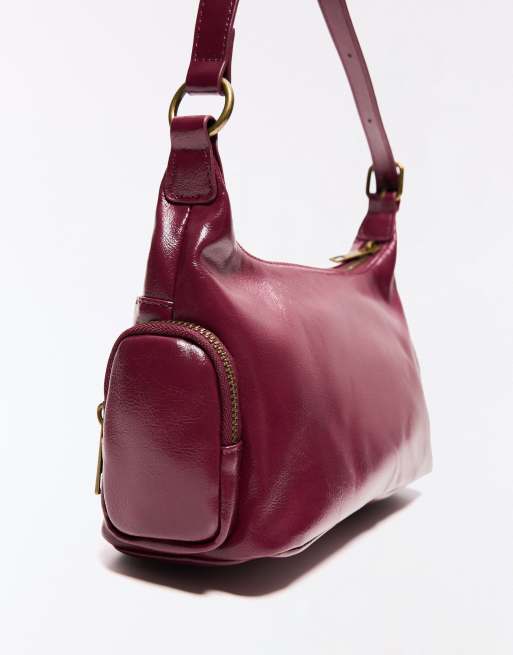 Bershka mini tas met rits in bordeauxrood, 3 van 5