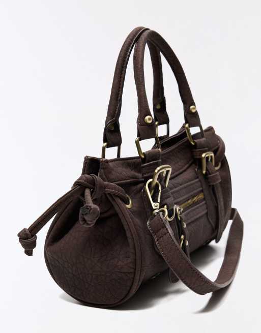Bershka mini taske med spænde i brun, 2 af 5