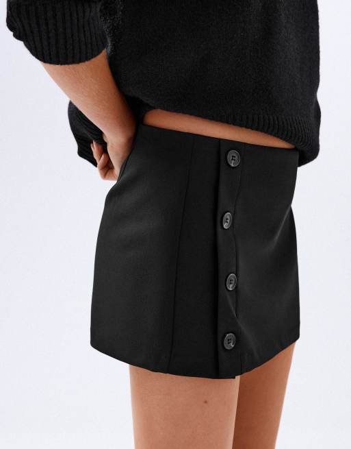 Bershka minigonna con bottoni nera, 4 di 5