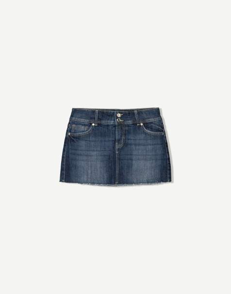 Bershka - Minigonna pantalone in denim blu - view 1