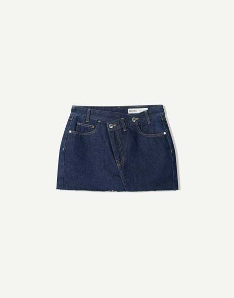 Bershka - Minigonna pantalone in denim blu - view 1
