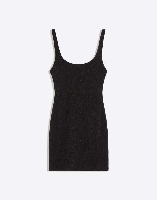 Bershka Minikleid mit Metallic-Garn und Riemchen in Schwarz, 5 von 5