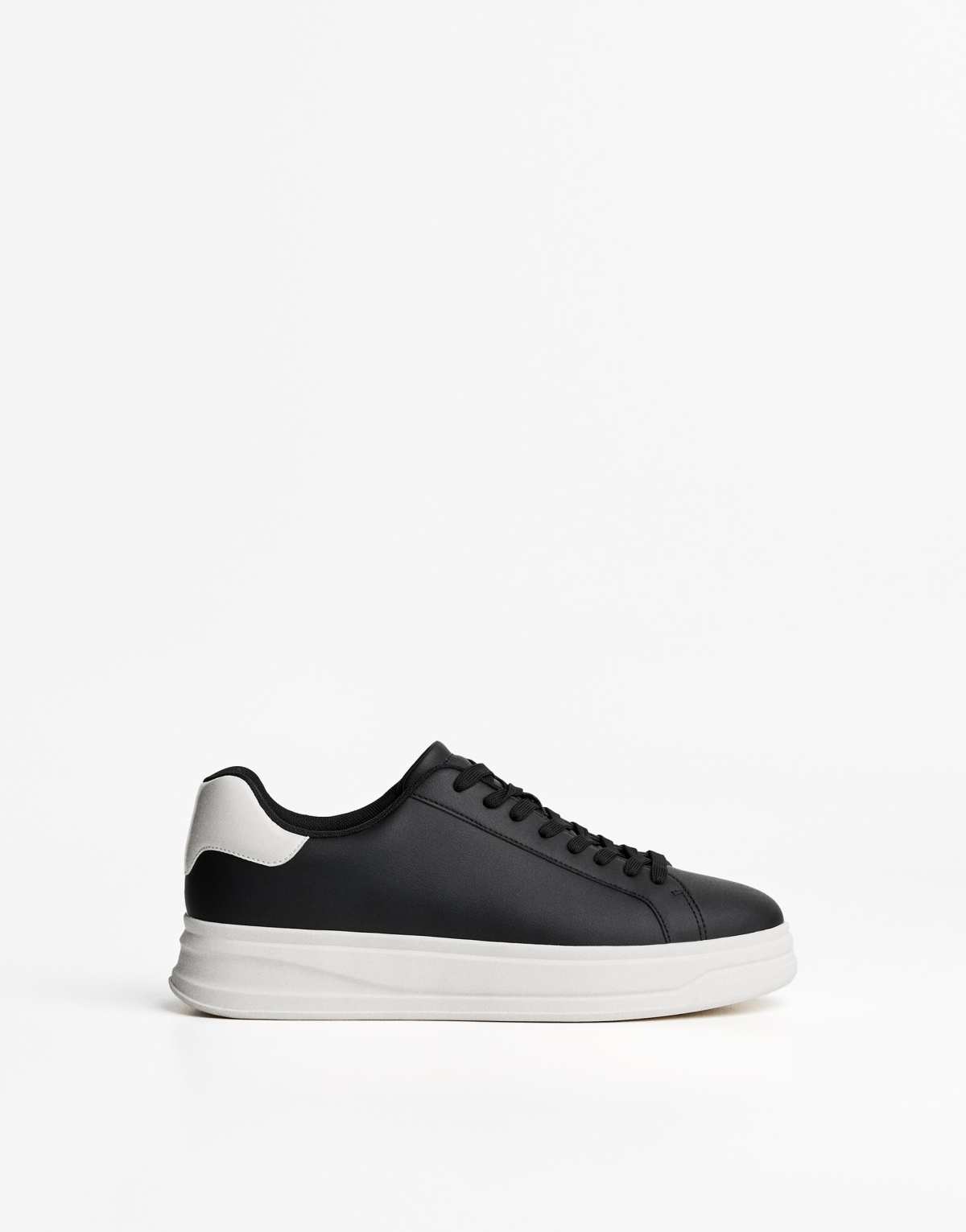 Bershka Minimalist lace-up trainers in black