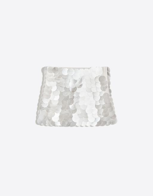 Bershka – Minirock in Weiß mit großen Pailletten, 4 von 4