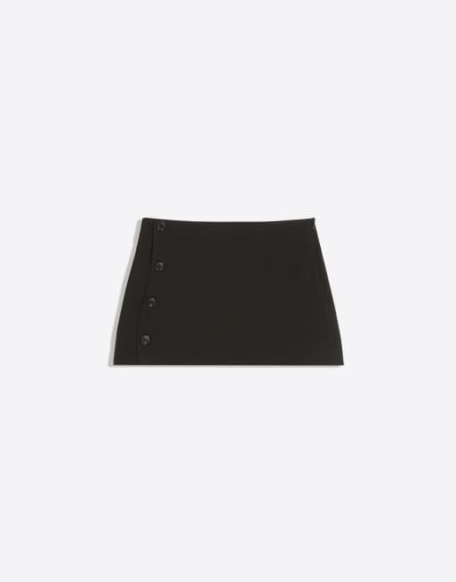 Bershka minirok met knoopsluiting in zwart, 5 van 5