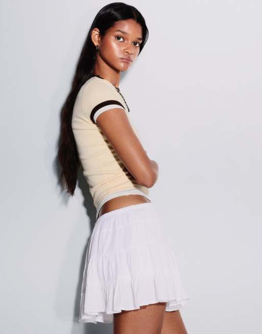 Bershka - Minirok met strikdetail in wit, 2 van 3