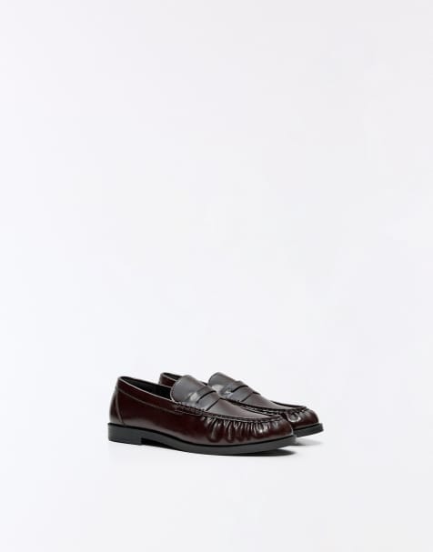 Bershka mocassini arricciati marroni - view 1