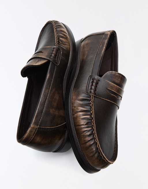 Bershka mocassini spazzolati marroni, 3 di 7