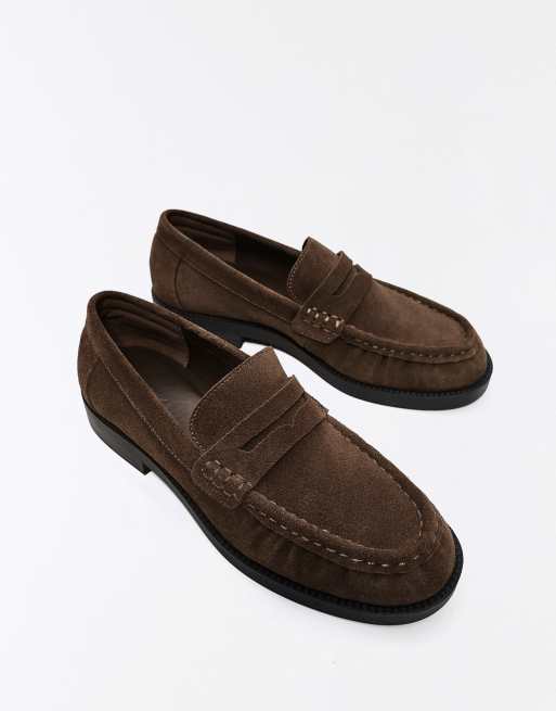 Bershka mocassins en cuir à semelle fine camel, 6 de 7