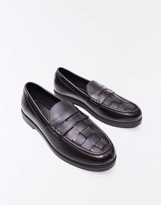 Bershka - Mocassins fins à motif tressé - Marron, 3 de 7