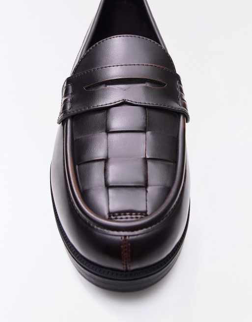 Bershka - Mocassins fins à motif tressé - Marron, 4 de 7