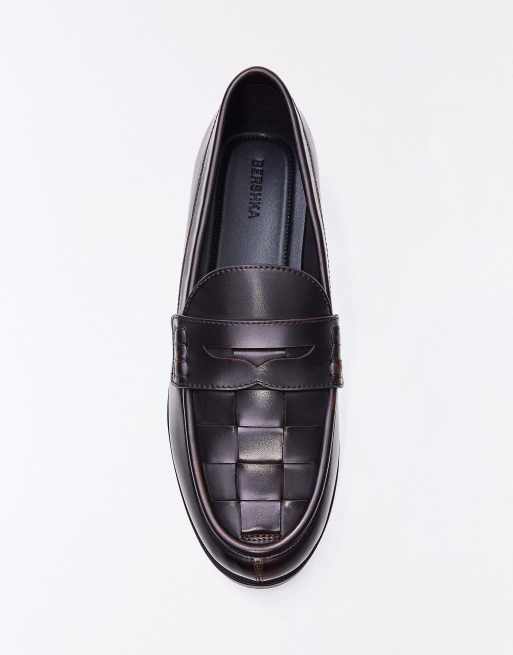 Bershka - Mocassins fins à motif tressé - Marron, 5 de 7