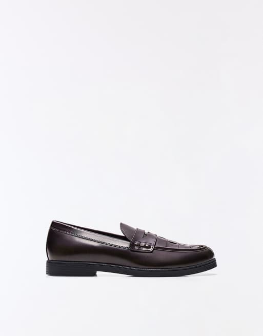 Bershka - Mocassins fins à motif tressé - Marron, 7 de 7