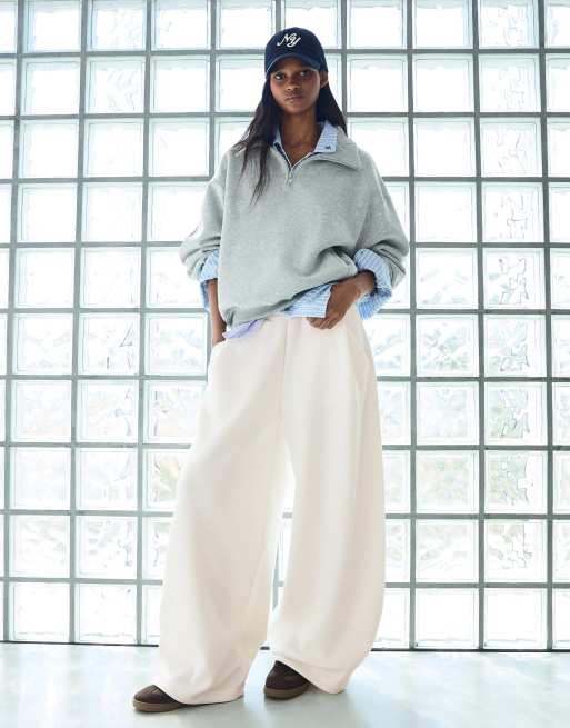 Bershka Modal barrel-bukser i ecru, 2 af 5
