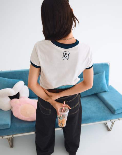Bershka Mofusand print short sleeve t-shirt in white - view 1