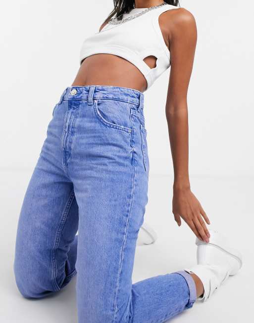 Bershka Mom Jean In Light Blue Wash Asos