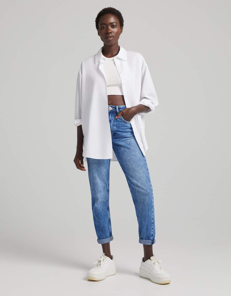 Bershka mom jean in vintage blue