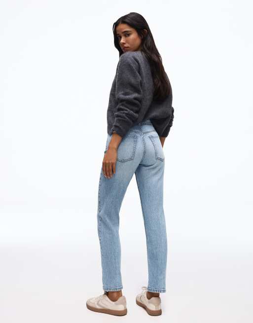 Bershka - Mom jeans blu medio, 3 di 5