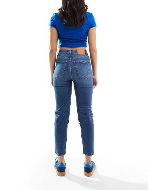 Bershka - Mom jeans comfort color blu medio, 2 di 5