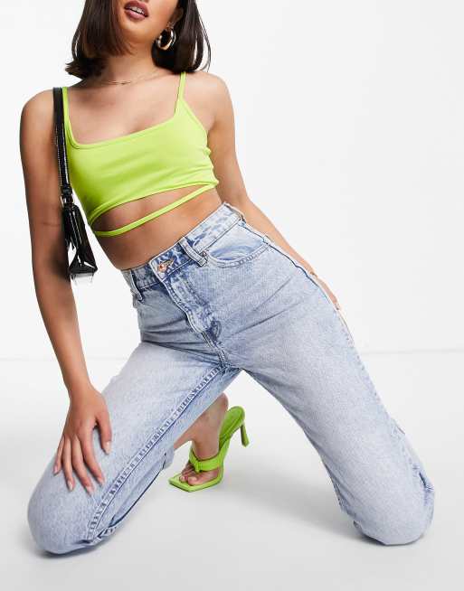 Bershka - Mom jeans in cotone azzurri - LBLUE