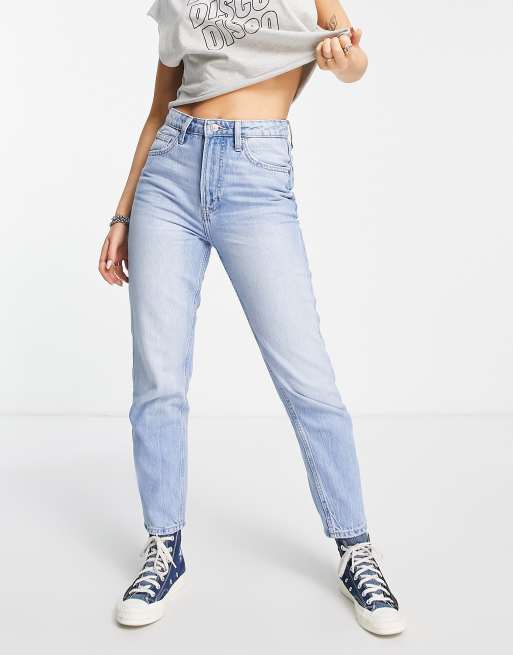 Bershka mom jeans in mid blue | ASOS