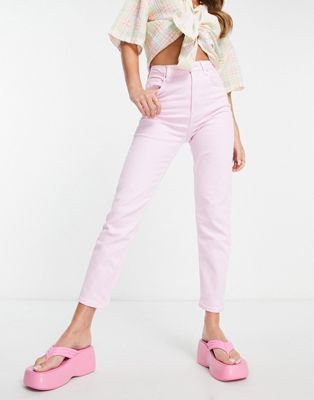 Bershka mom jeans in pink
