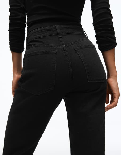 Bershka - Mom jeans in zwart, 2 van 6
