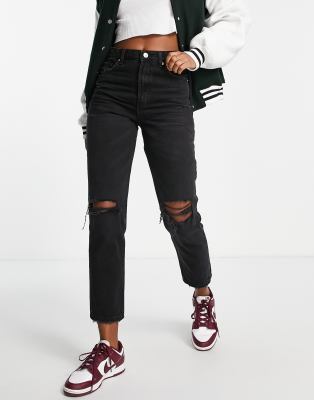 bershka black ripped jeans