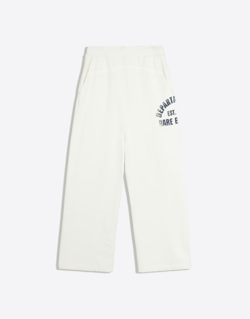Bershka mönstrade vida fleecebyxor i khaki, 5 av 5