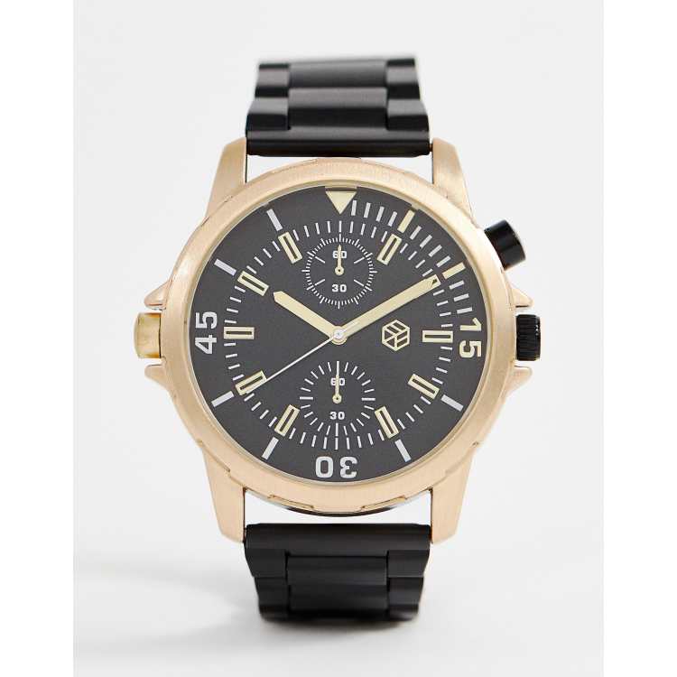 Bershka Montre avec cadran dor Noir