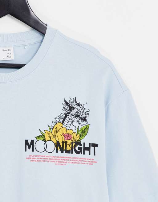 Bershka moonlight print t shirt in blue