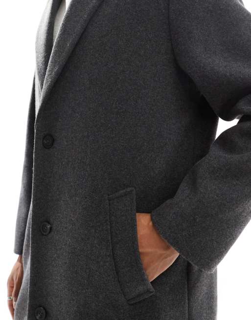 Bershka – Mörkgrå, lång ytterrock , 3 av 4