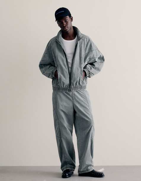 Bershka – Mörkgrå, tvättad jacka i techstil - view 1