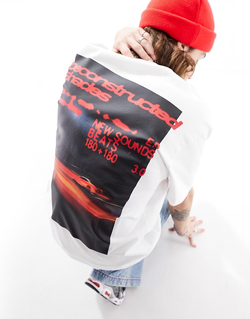 Bershka motocross back printed t-shirt in white