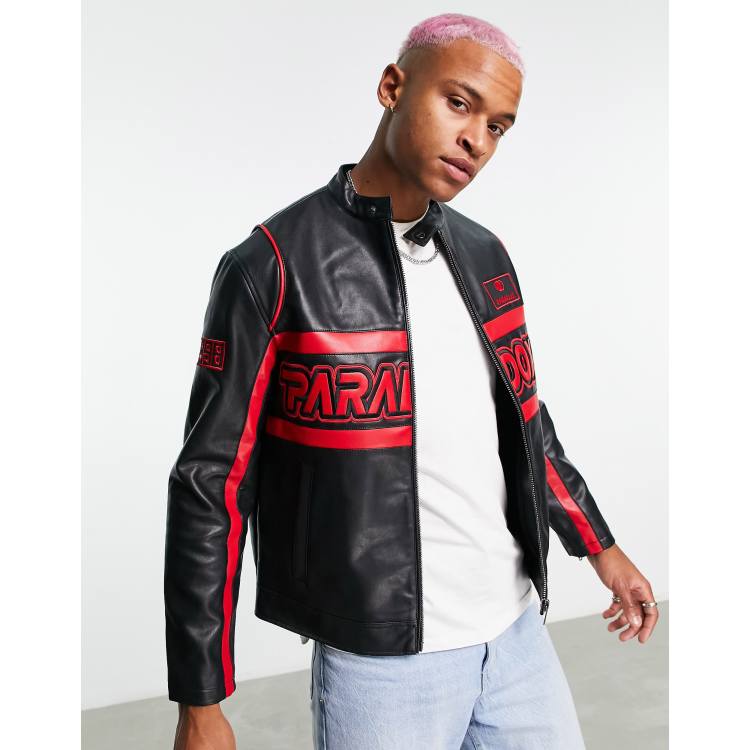 Bershka red 2024 leather jacket