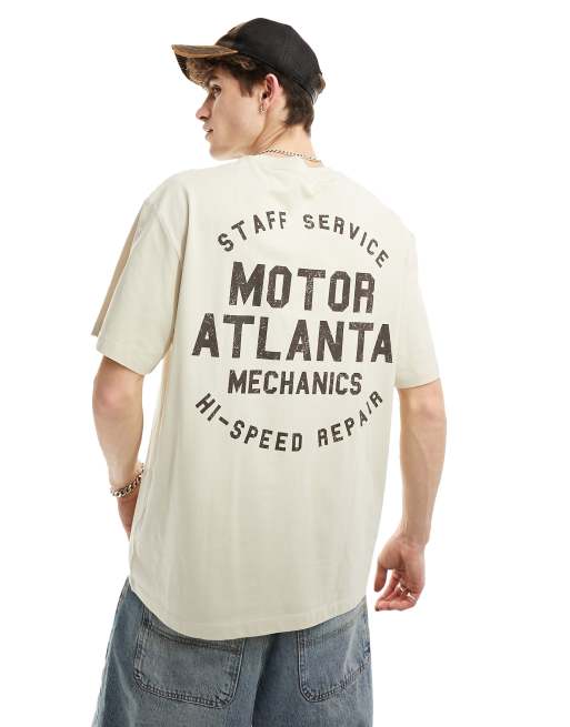 Bershka motor atlanta apeed t-shirt in stone