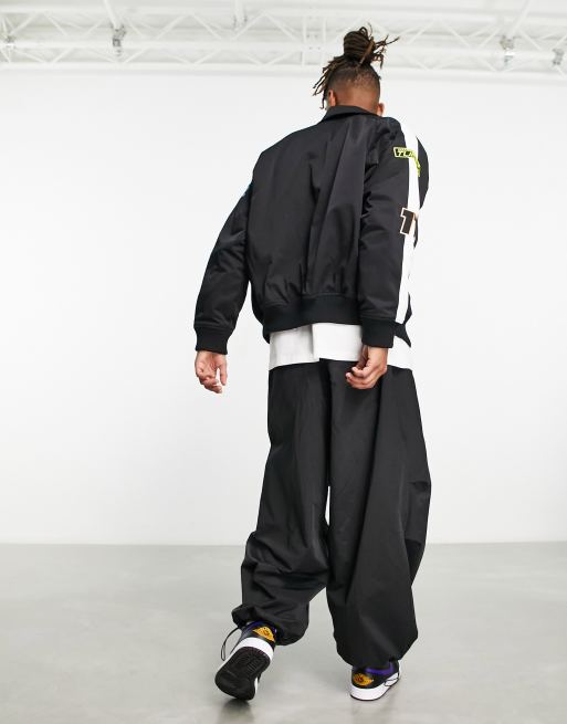 Bershka motorcross patch bomber jacket in black ASOS