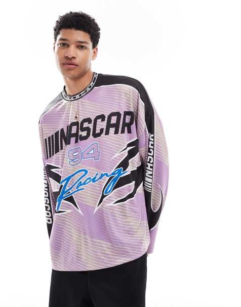 Bershka motorsport long sleeve T-shirt in purple - view 1