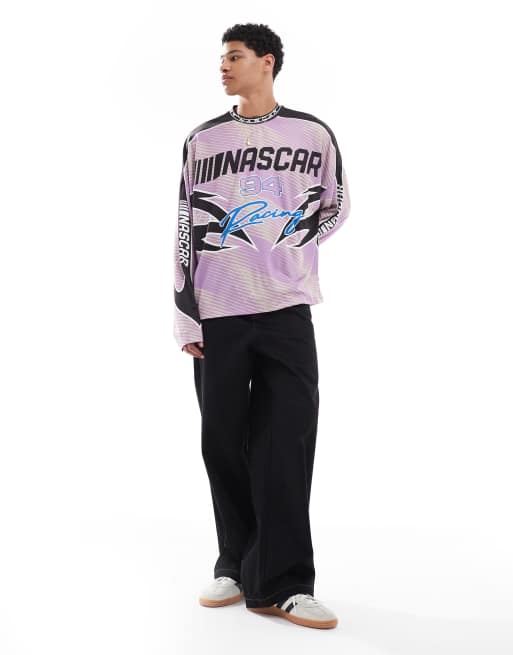 Bershka motorsport long sleeve t-shirt in purple, 2 of 4