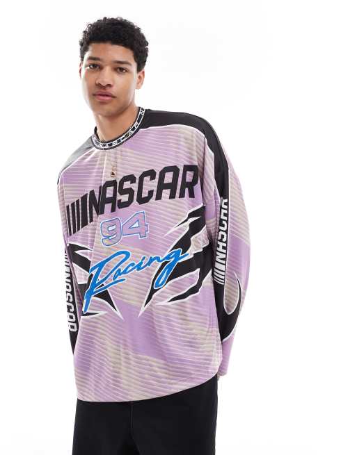 Bershka - Motorsport - T-shirt a maniche lunghe viola