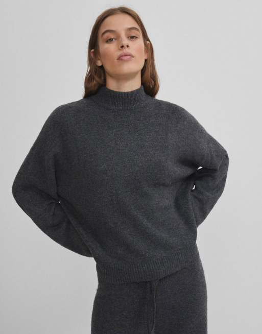 Bershka - Trøje og strikkede bukser i koksgrå - Sæt, 2 af 3