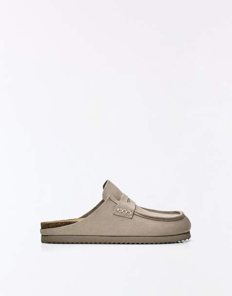 Bershka Mule clogs with mask detail in beig - view 1