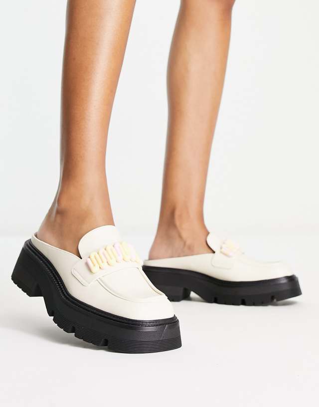 Bershka mule loafers in ecru