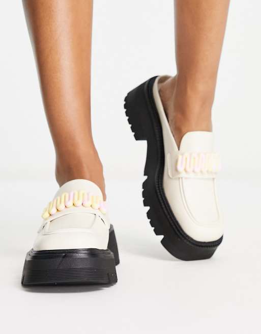 Bershka white best sale chunky loafer