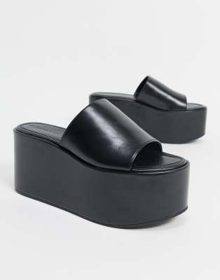 mules plateforme noir