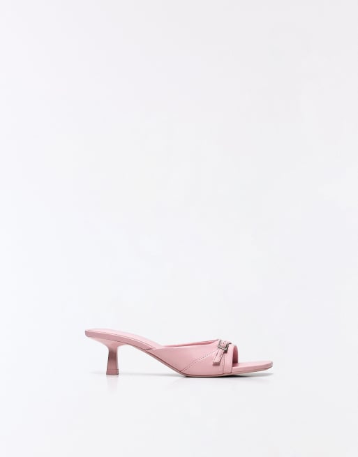 Bershka - Mules à talon et boucle - Rose, 2 de 4
